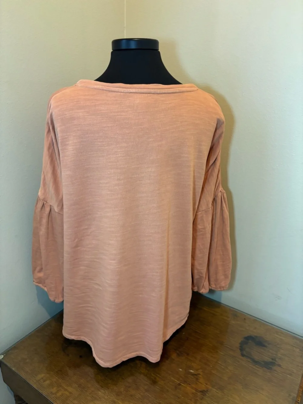 J. Jill Peach Relaxed Fit Long-Sleeve Pullover, peasant sleeves, XL, 100% cotton